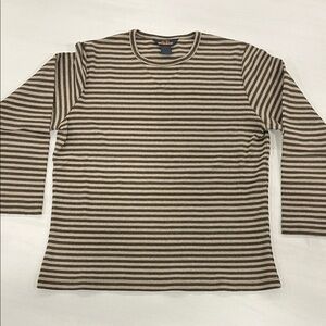 Woolrich Women's Tan & Brown Striped Crew Neck Sweater
